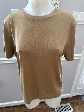NWT THEORY Basic Sweater Tee in Regal Wool Light Camel Size XL